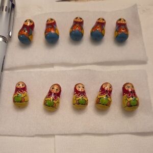 2 Sets of Miniature Matryoshka Doll Buttons  - 10 Butt9ns Total